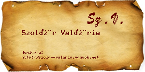Szolár Valéria névjegykártya